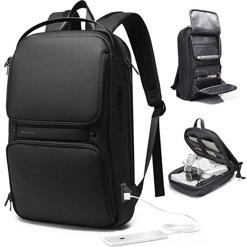 BANGE modischer, schlanker, wasserdichter Laptop-Rucksack für Männer, passend für 15,6 Zoll 0