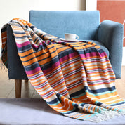 Bunte Gestreifte Decke Mit Quasten Für Zuhause Baumwolle Acryl 0