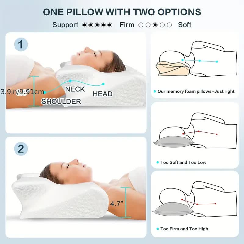Butterfly Memory Foam Nackenkissen mit Armlehnen für Seiten- und Rückenschläfer 8
