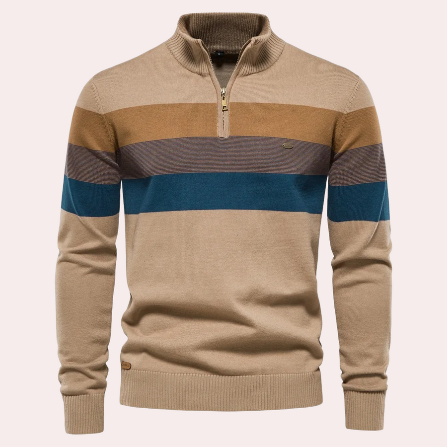 Lennarts | Halber Reißverschluss-Pullover – Stilvolle Streifen für Herren