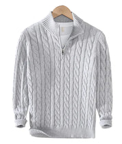 Matthias | Modischer Strickpullover mit Zopfmuster und Reißverschluss