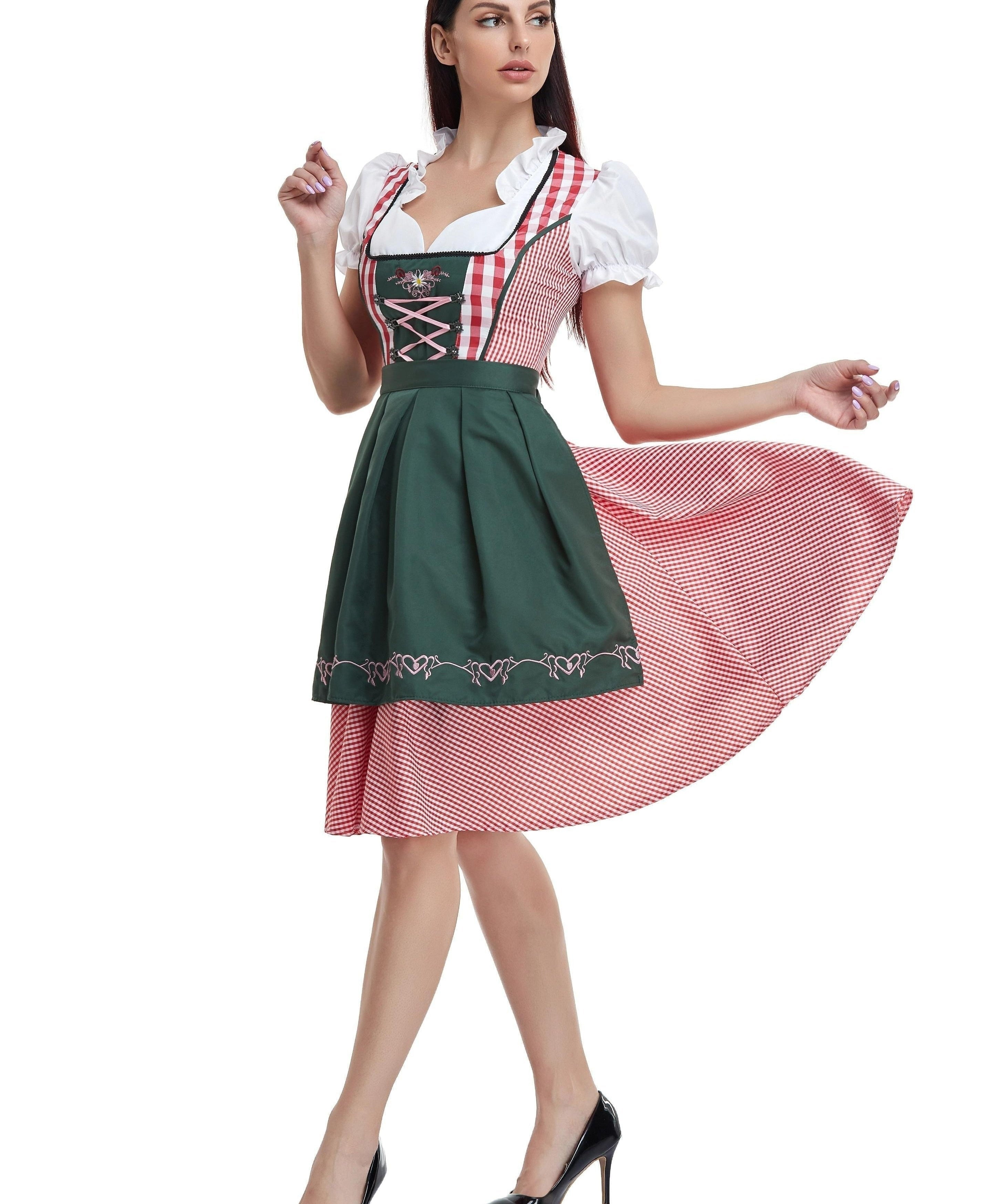 Damen Bayerisches Olivgrün Oktoberfest Dirndl Kleid 1