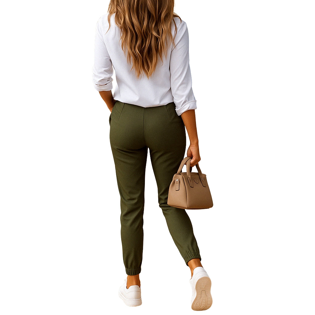 Damen Chinohosen Slim Fit Komfort Stretch Baumwolle