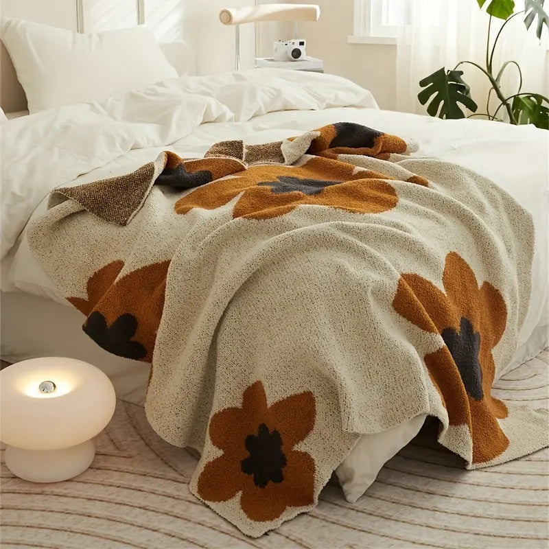 Damen Elegante Floral Strickdecke Hochwertige Wolle 120x150 cm 8