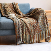 Damen Kuscheldecke Gemustert mit Fransen 100% Acryl 2