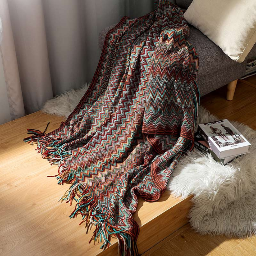 Damen Kuscheldecke Gemustert mit Fransen 100% Acryl 3