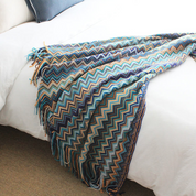 Damen Kuscheldecke Gemustert mit Fransen 100% Acryl 4
