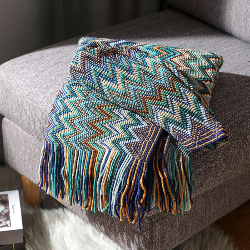 Damen Kuscheldecke Gemustert mit Fransen 100% Acryl 5