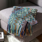 Damen Kuscheldecke Gemustert mit Fransen 100% Acryl 5