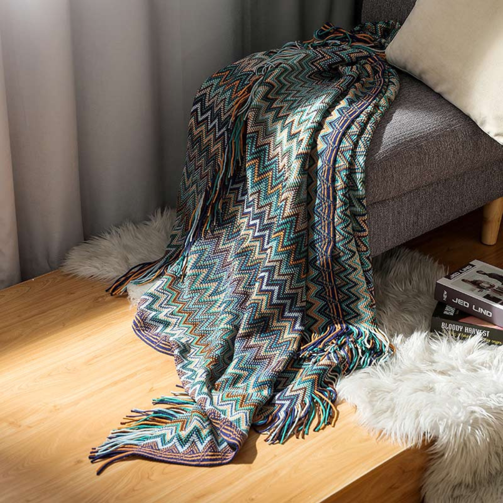 Damen Kuscheldecke Gemustert mit Fransen 100% Acryl 7