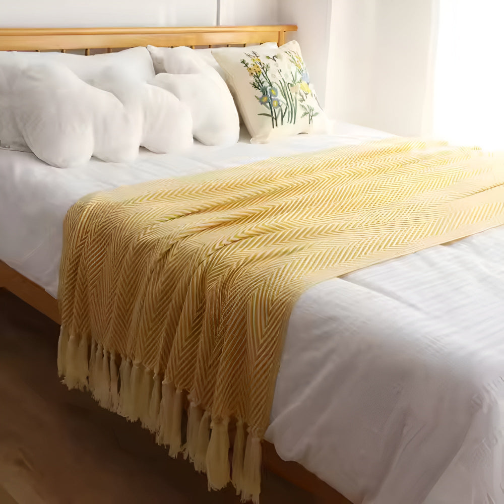 Damen Kuscheldecke Herringbone mit Fransen Mikrofaser Mix 0