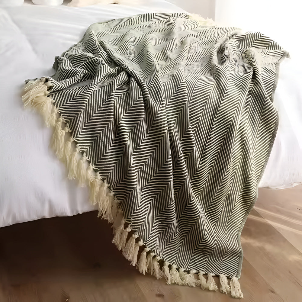 Damen Kuscheldecke Herringbone mit Fransen Mikrofaser Mix 7