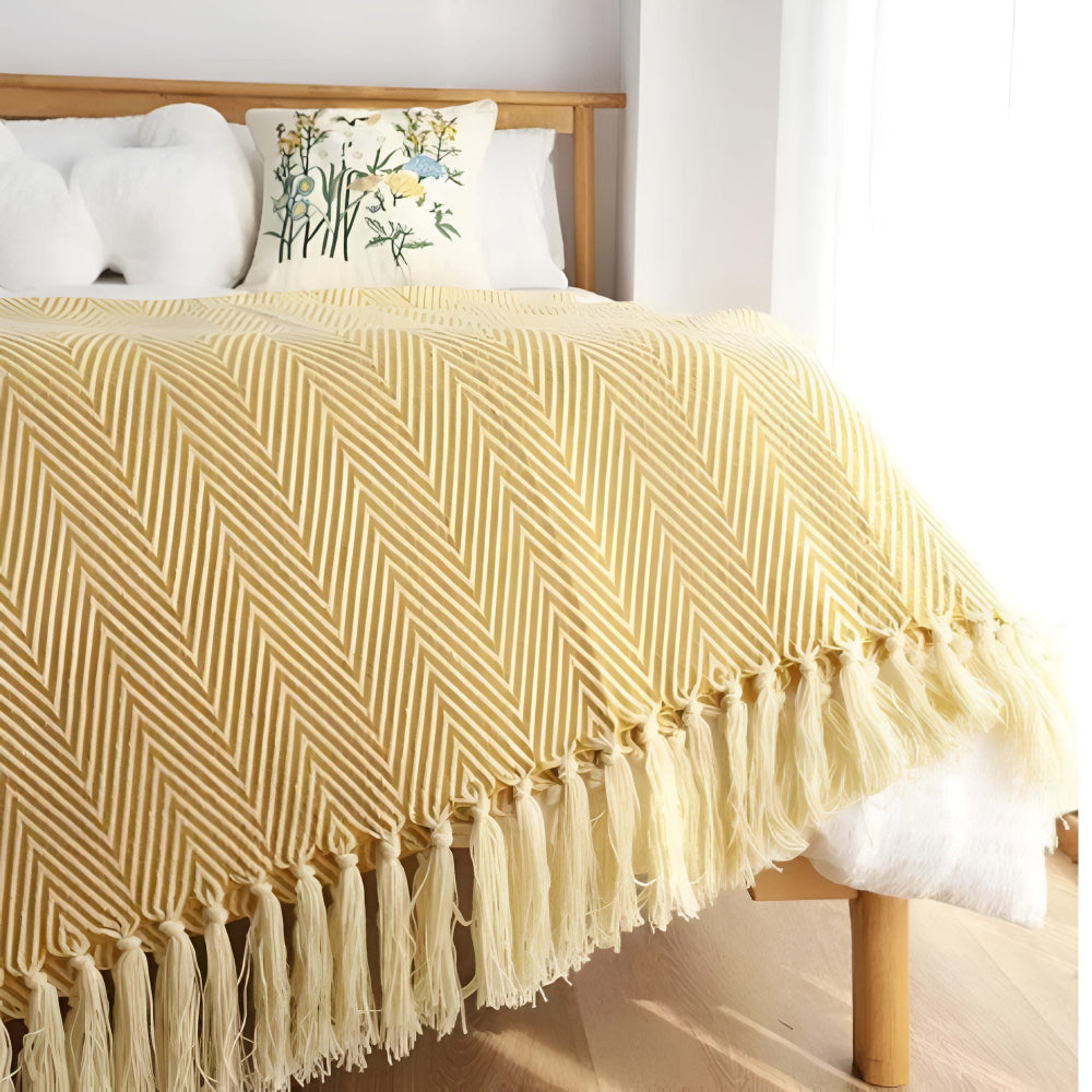 Damen Kuscheldecke Herringbone mit Fransen Mikrofaser Mix 8
