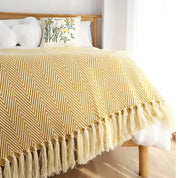 Damen Kuscheldecke Herringbone mit Fransen Mikrofaser Mix 8