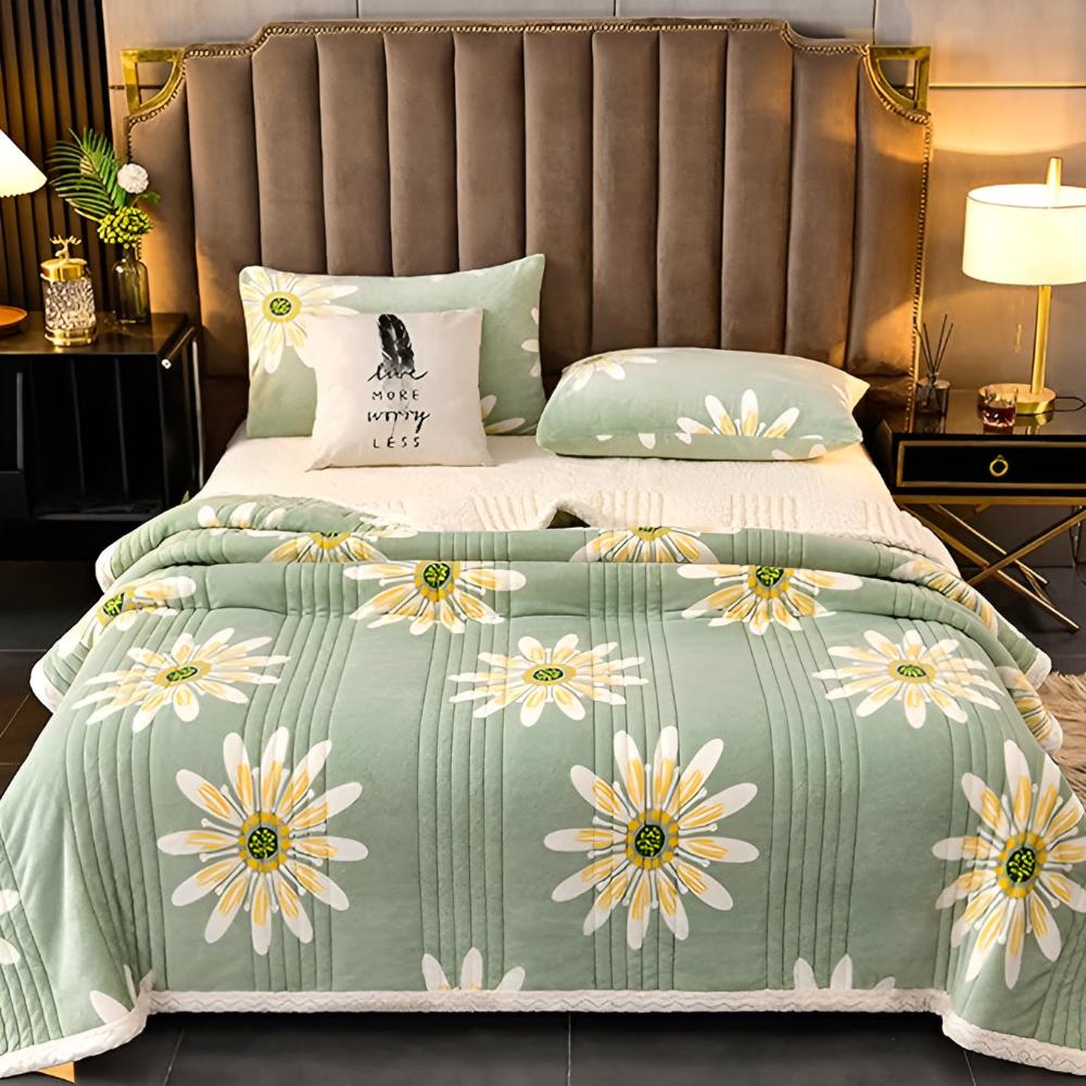 Damen Kuscheldecke Mit Blumenmuster Aus Milchvelours Und Lamm-Kaschmir 0
