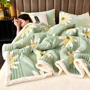 Damen Kuscheldecke Mit Blumenmuster Aus Milchvelours Und Lamm-Kaschmir 1