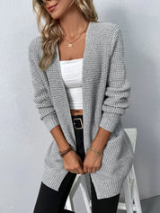 Damen Lange Strickjacke Klassisch Bequem Hochwertige Strickware 2