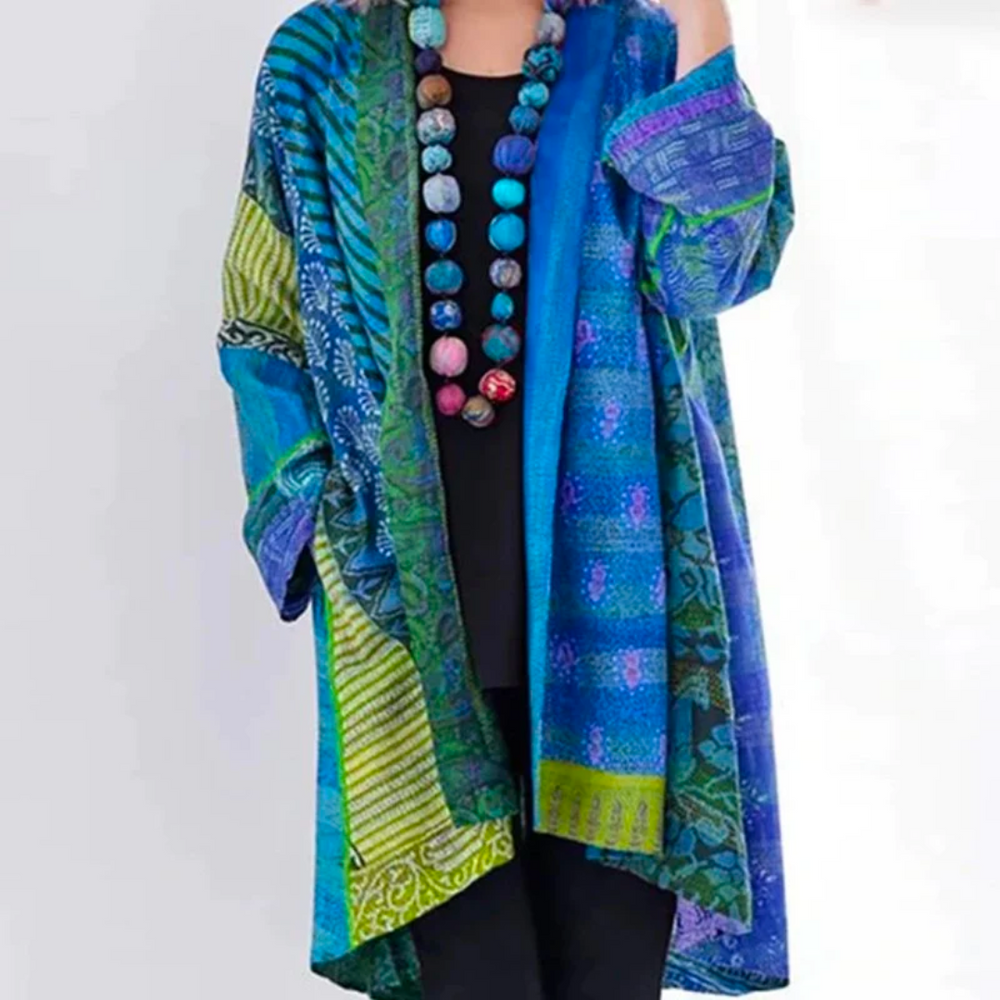 Damen Vintage Strickjacke Lässig Baumwolle Mehrfarbig 0