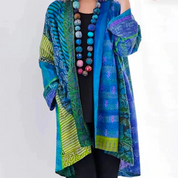 Damen Vintage Strickjacke Lässig Baumwolle Mehrfarbig 0