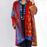 Damen Vintage Strickjacke Lässig Baumwolle Mehrfarbig 2