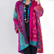 Damen Vintage Strickjacke Lässig Baumwolle Mehrfarbig 4