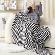 Damen Wolldecke Elegantes Hahnentritt-Muster Synthetische Wolle 0