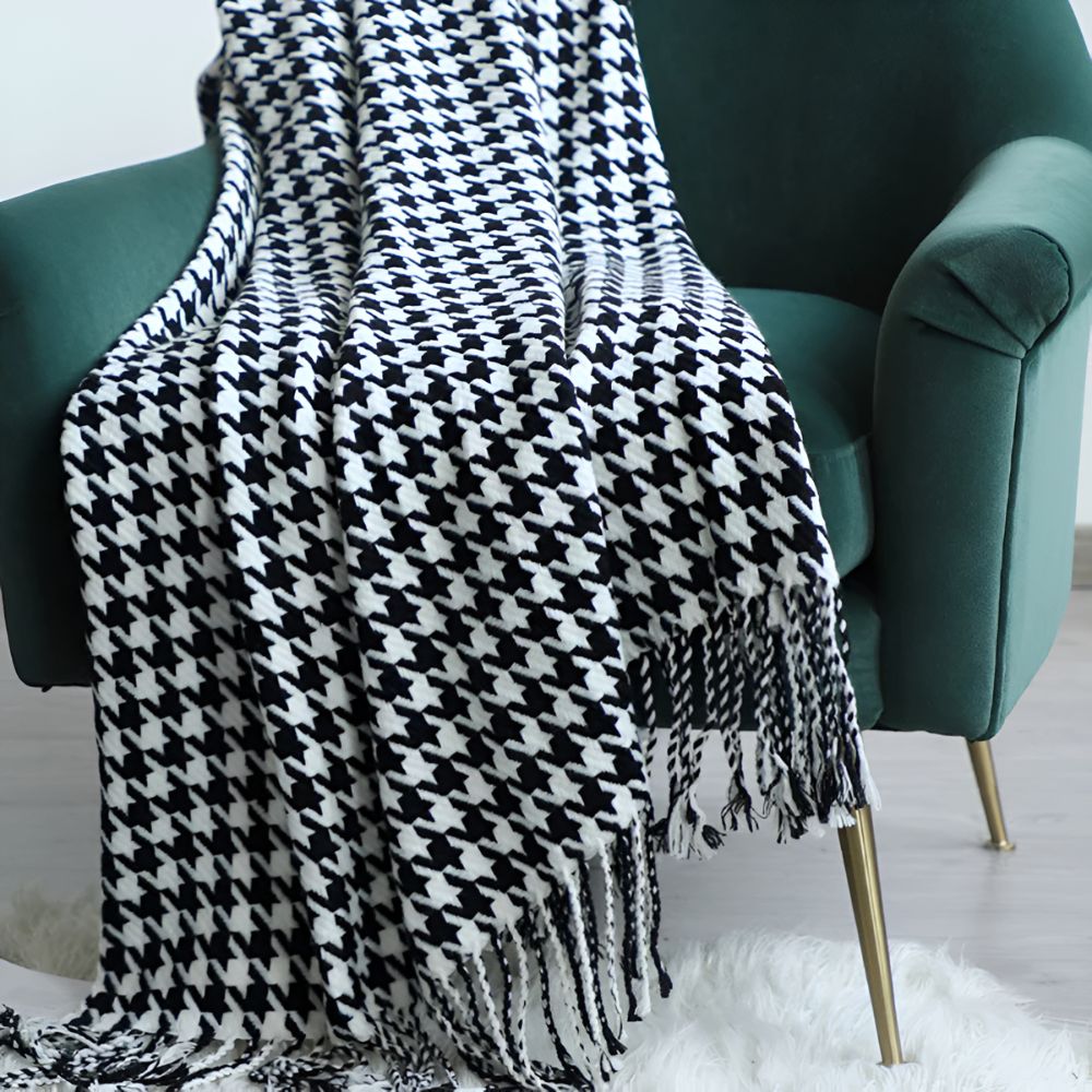 Damen Wolldecke Elegantes Hahnentritt-Muster Synthetische Wolle 5