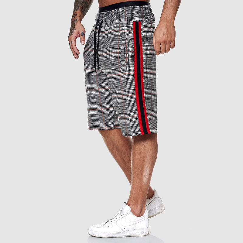  Herren -Kordelstringshorts mit elastischen Bund kariert-1