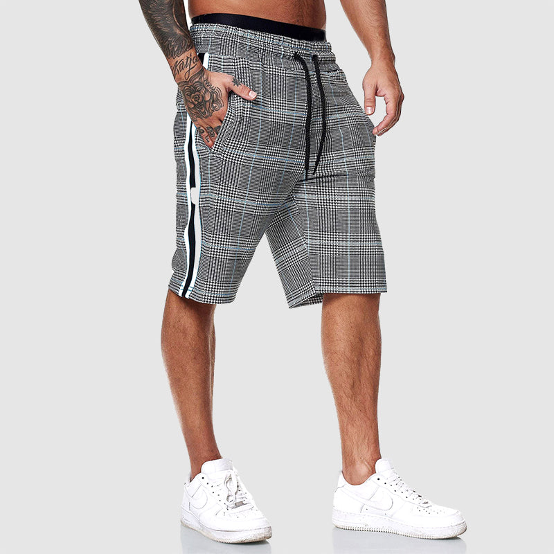  Herren -Kordelstringshorts mit elastischen Bund kariert-2