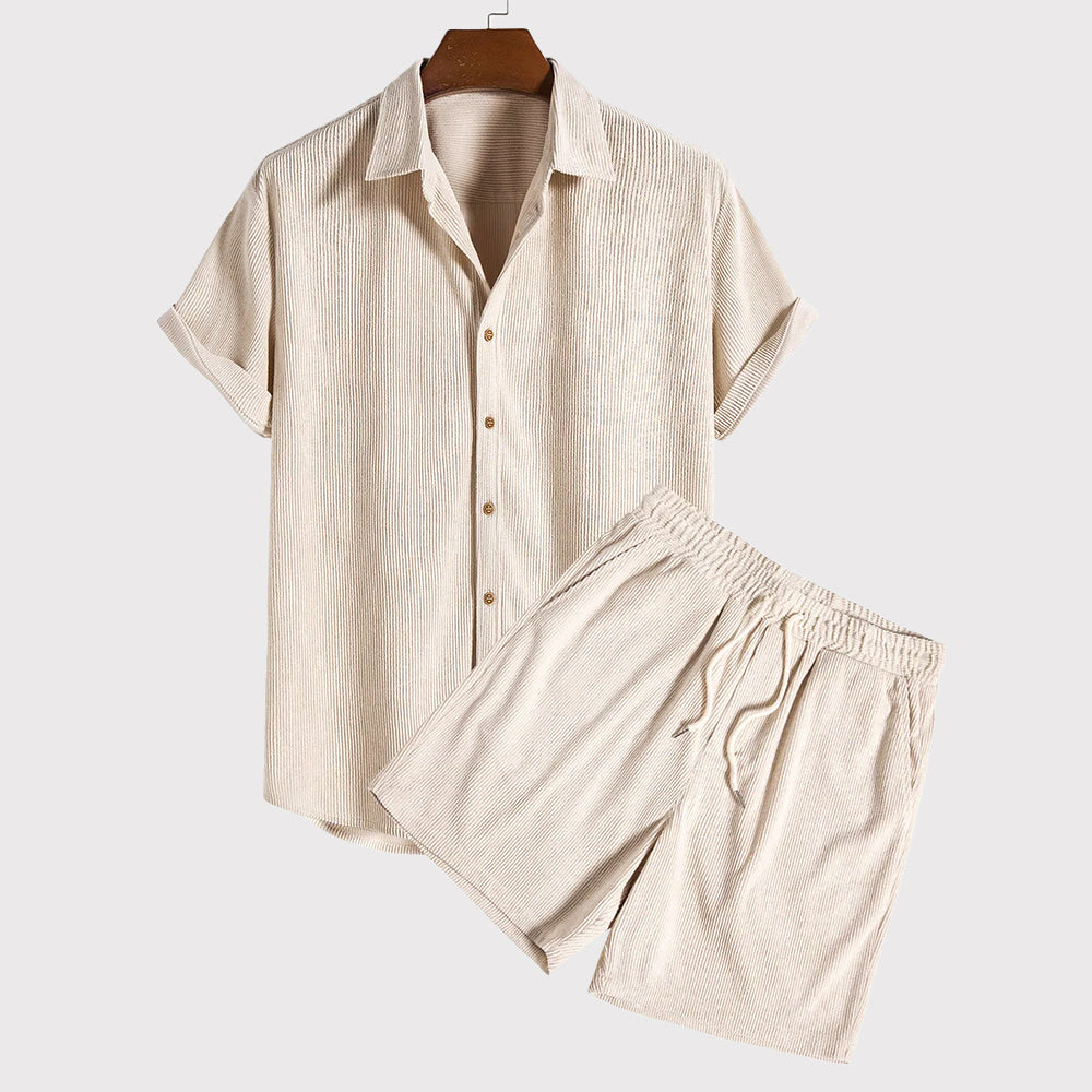  Hemd- und Kordelkordelkordelkordel-Shorts von Männern-Leichtes atmungsaktives Set von Männern-1