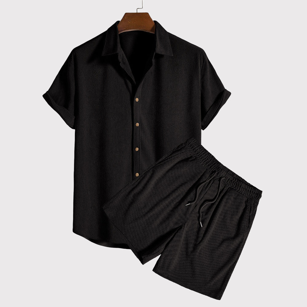  Hemd- und Kordelkordelkordelkordel-Shorts von Männern-Leichtes atmungsaktives Set von Männern-2