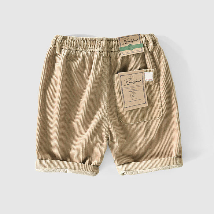  Herren Cord -Shorts - Leicht atmungsaktiv - elastische Taille - Rollte Saum Casual Wear-5