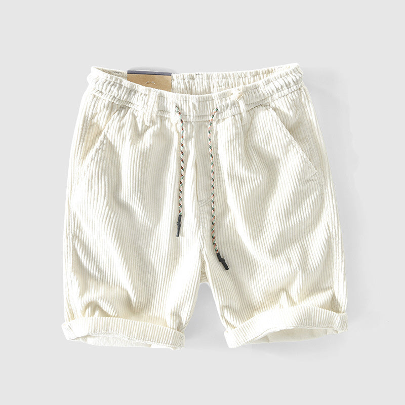  Herren Cord -Shorts - Leicht atmungsaktiv - elastische Taille - Rollte Saum Casual Wear-3