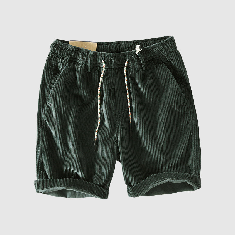  Herren Cord -Shorts - Leicht atmungsaktiv - elastische Taille - Rollte Saum Casual Wear-2