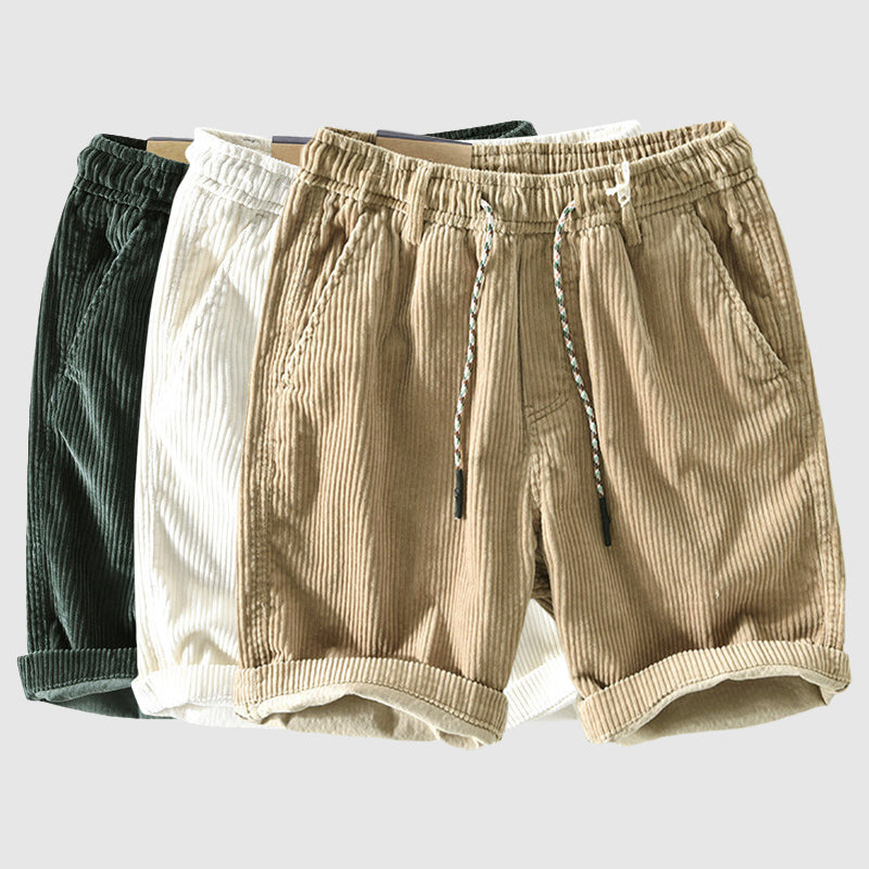 Herren Cord -Shorts - Leicht atmungsaktiv - elastische Taille - Rollte Saum Casual Wear-6