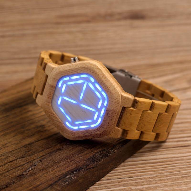 Digitale hölzerne LED -Uhr 1