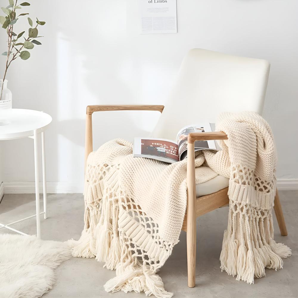 Elegante Makramee Wurfdecke für Zuhause aus Mikrofaser 0