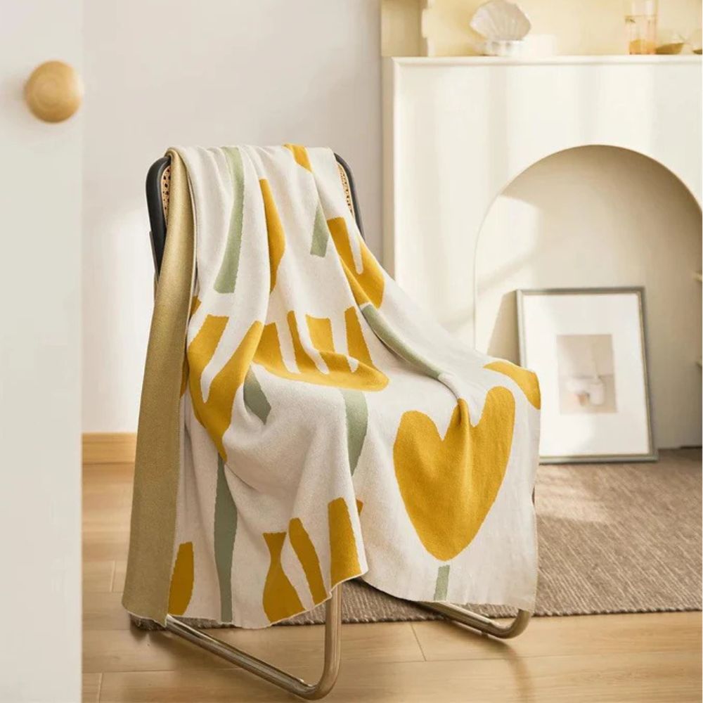 Elegante Strickdecke für Frauen mit Tulpenmuster aus 100% Baumwolle 2