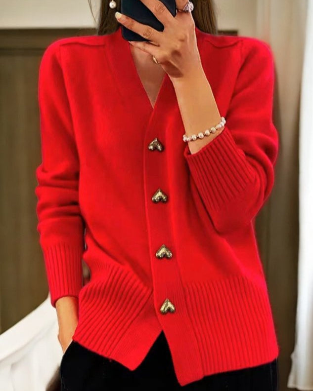 Elegante warme Herbst-Strickjacke 3