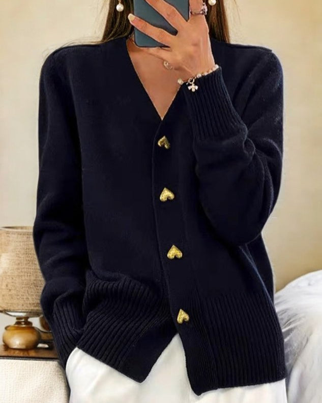 Elegante warme Herbst-Strickjacke 4