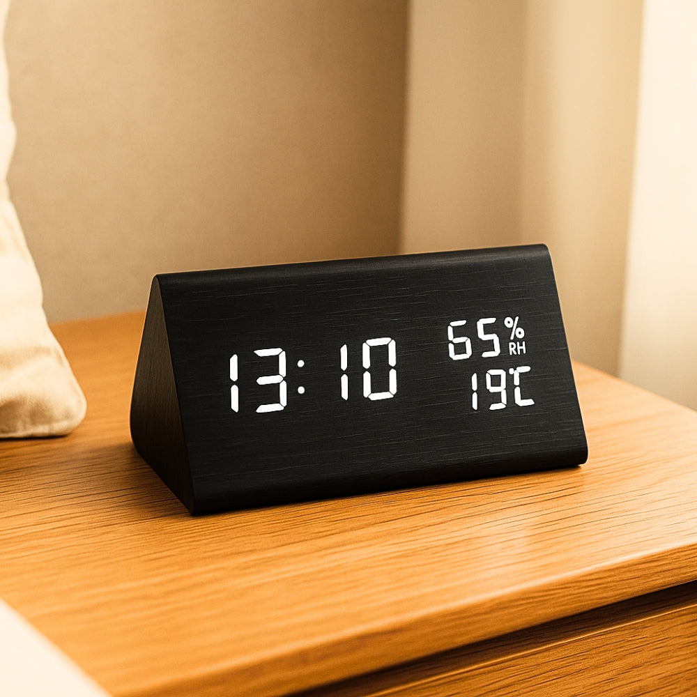 Elora LED-Wecker aus Holz mit Digitalanzeige 0