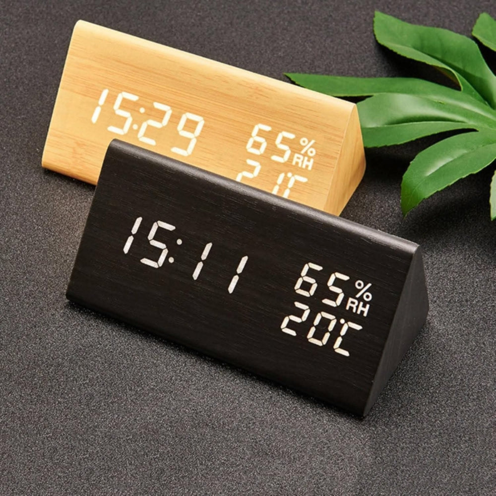 Elora LED-Wecker aus Holz mit Digitalanzeige 1