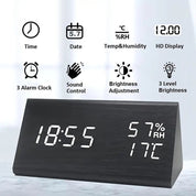 Elora LED-Wecker aus Holz mit Digitalanzeige 3