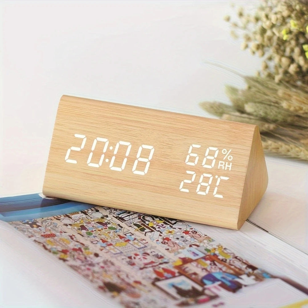 Elora LED-Wecker aus Holz mit Digitalanzeige 4