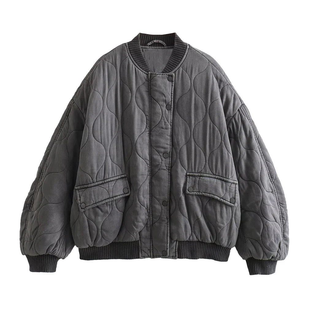 LIESEL | Damen Locker Sitzende Graue Bomberjacke
