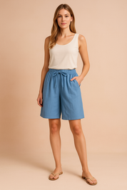 Fina -Shorts mit einem losen Schnitt und einer Bindung an der Taille 3