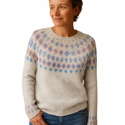 Damenpullover mit Einzigartigem Druck für Stilvolle Wärme Wollmischung