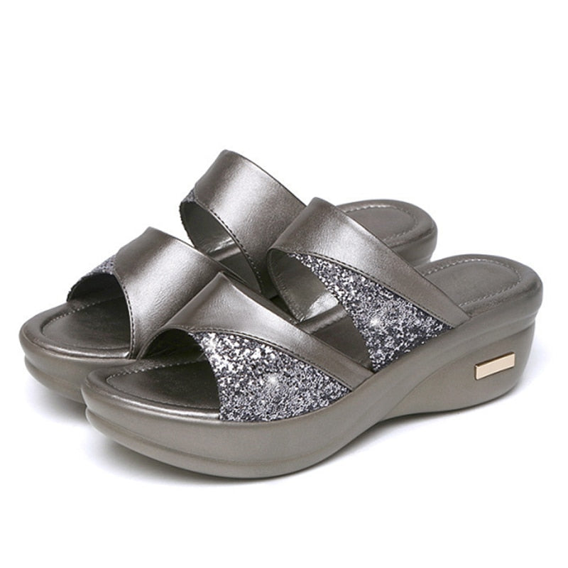Emma | Offene Zehen Pantoffeln – Bequeme Damen Hausschuhe