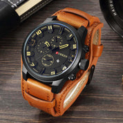 Herren Uhr Chronograph Leder 5