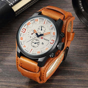 Herren Uhr Chronograph Leder 9